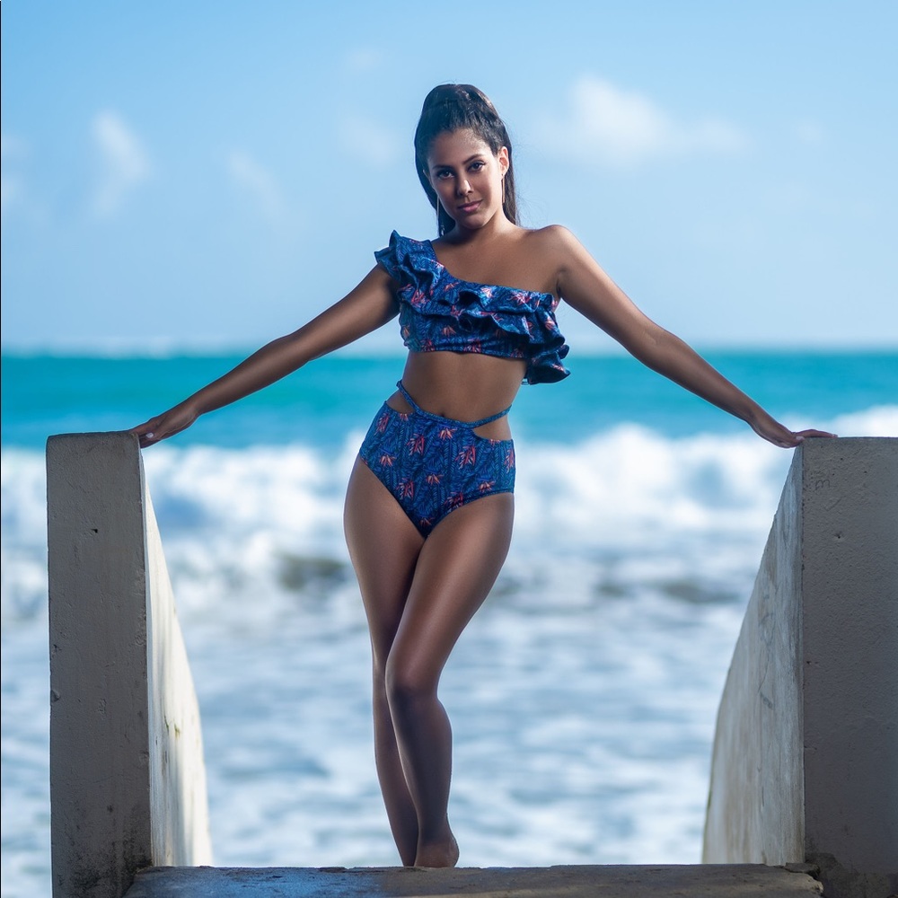 High waist Bikini 2 pieces one shoulder